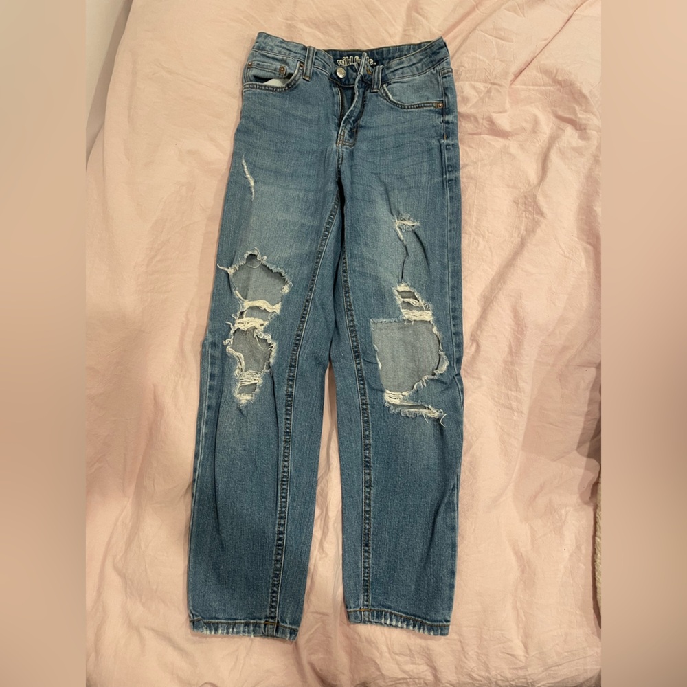 Wild Fable Distressed Mom Jeans in Blue